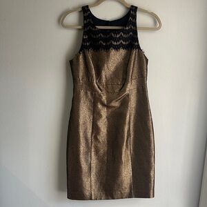 Trina Turk size 4 Elegant Gold and Black Sleeveless Dress